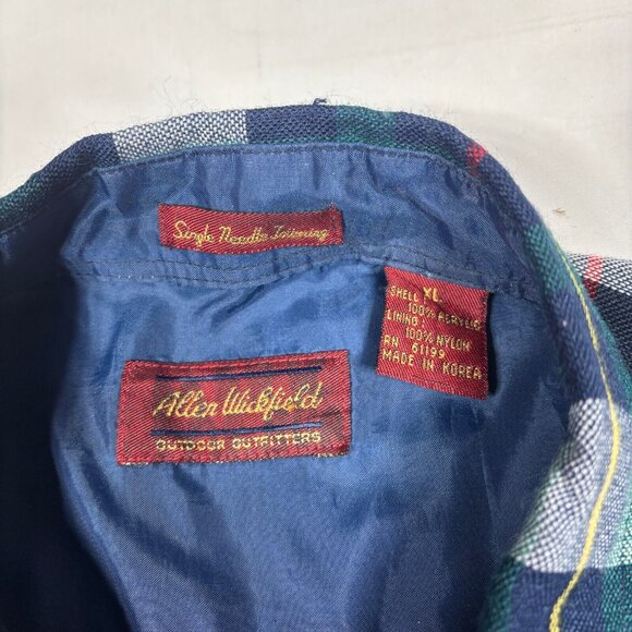 VTG Allen Wickfield Outdoor Outfitters Blue/Green Plaid Button Shirt Mens XL - Picture 3 of 8